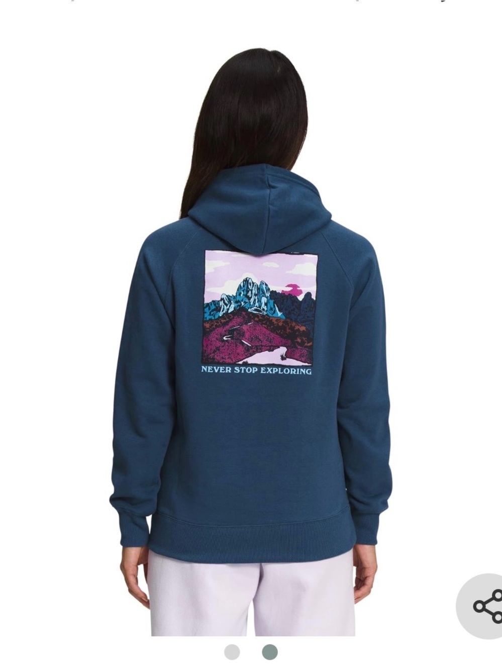 The North Face Women's Crewneck Hoodie in Deep Teal with Scenic Back Graphic